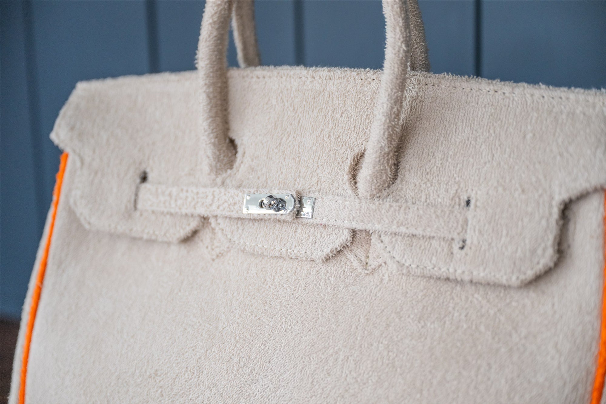 Tote Bag- Terry Cloth (Khaki-Orange)
