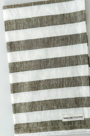 Olive Stripe French Linen Towels