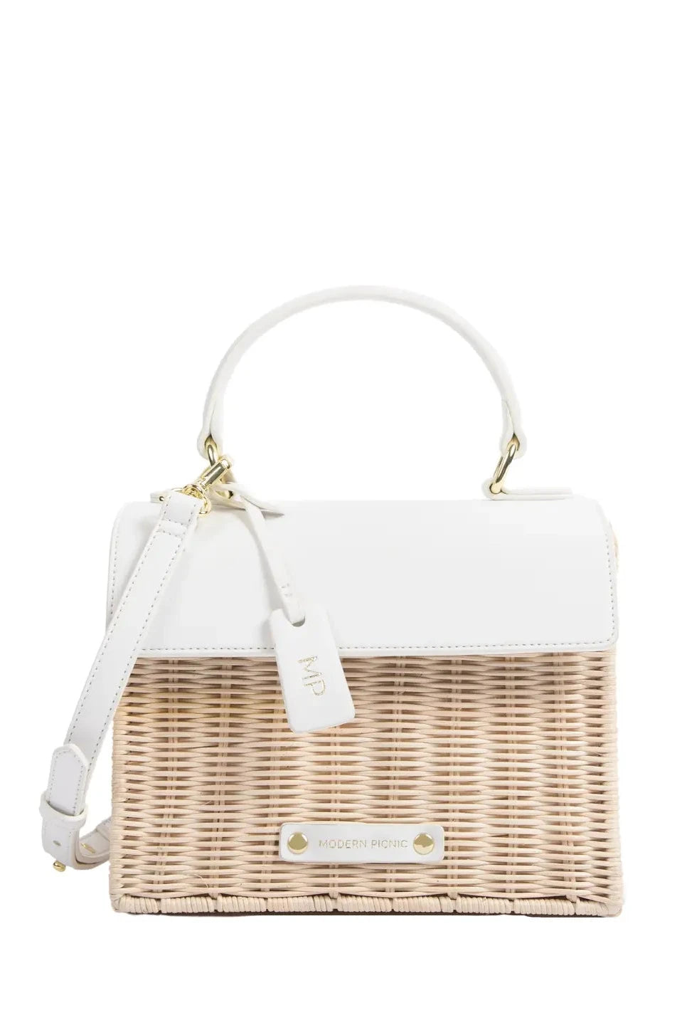 White and Wicker Mini Lunch Box Insulated Purse