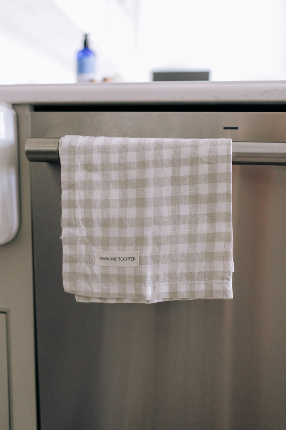 Dove Grey Grigham French Linen Towels