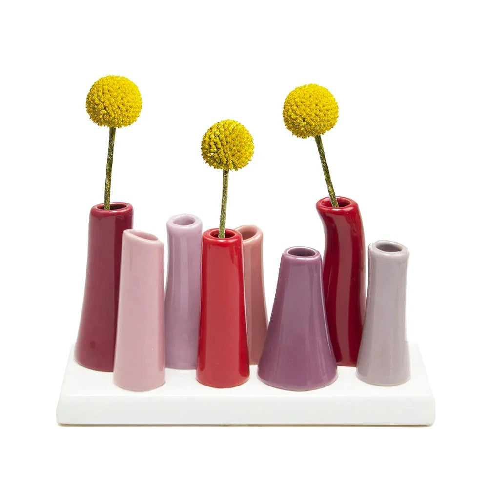 8-Tube Modern Bud Vase-Sangria