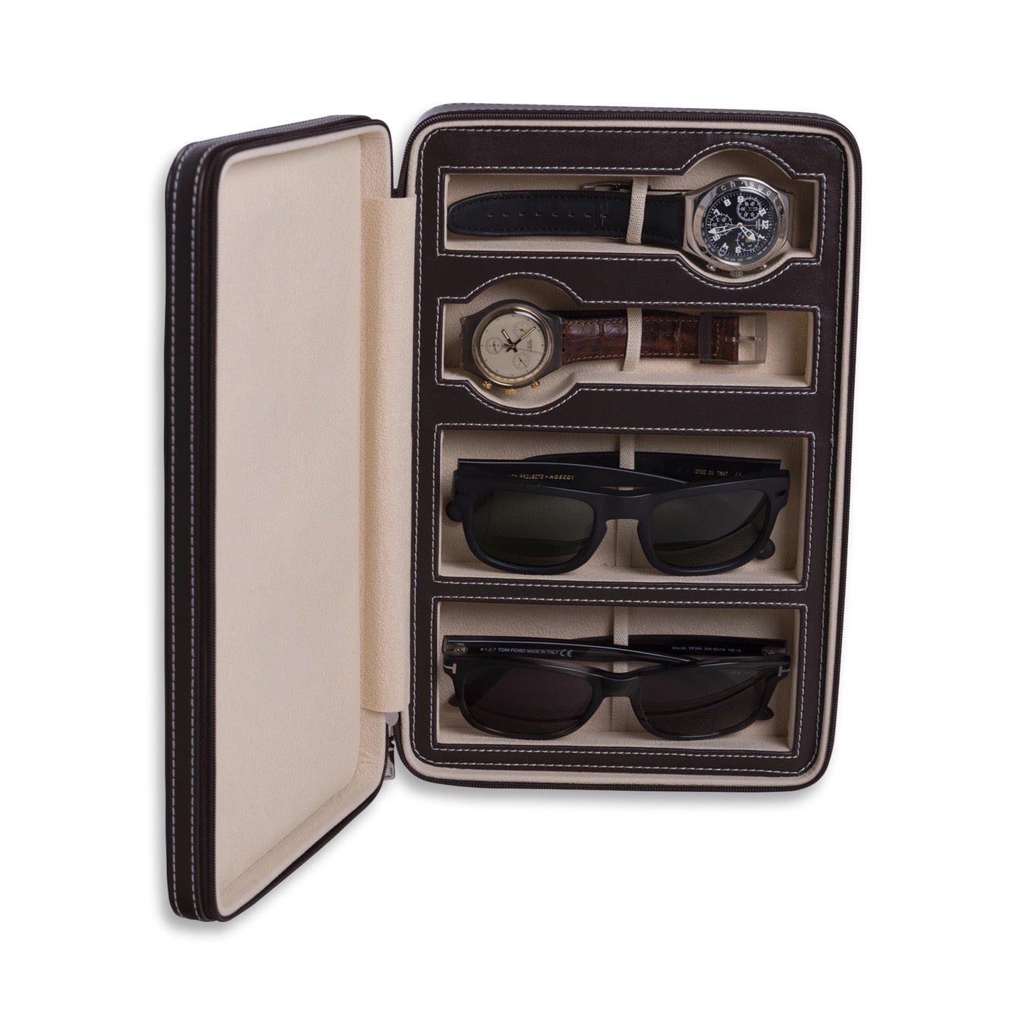 Watch + Sunglass Travel Case-Brown