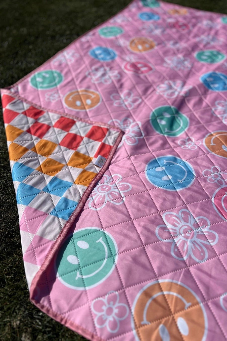 Rainbow Checkered Picnic Blanket