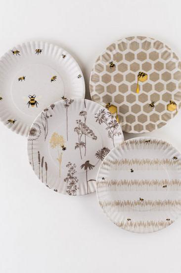 Busy Bees "Paper" Plate - Set of 4