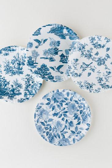 Pictorial Blue and White Paper Plate - Set of 4